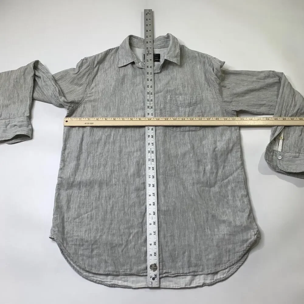 Rag & Bone Shirt Mens Medium Light Grey Cotton Classic Fit Button Up Long Sleeve